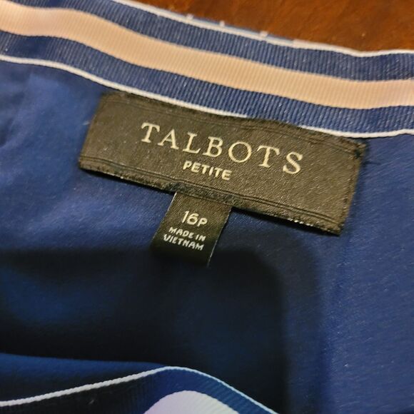Talbots Petite Skirt Women's 16P Navy Blue Pink Floral Lined Lightweight Pencil - Picture 7 of 9